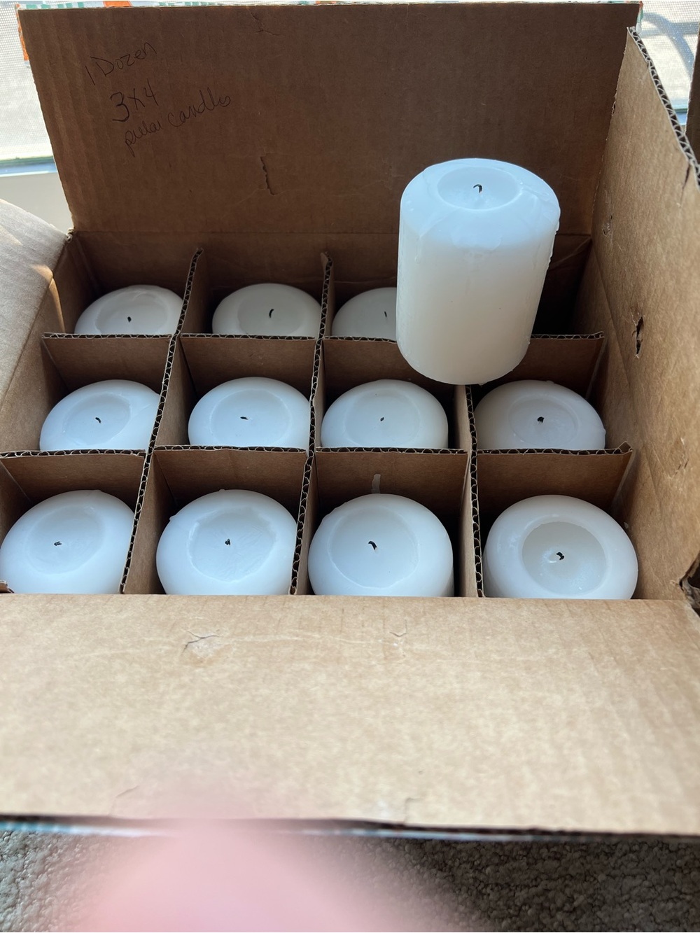 Unscented White Pillar Candles 3x4 - Pack of 12